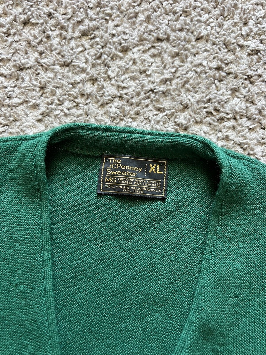 Vintage 70s JCPenny Sweater XL Mens Green Cardigan Button Vintage 70s JCPenny Sweater XL Mens Green Cardigan Button