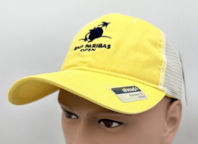 BNP Paribas Open Tennis Garden Hat Adjustable Cap Ahead NEW Yellow Trucker Mesh