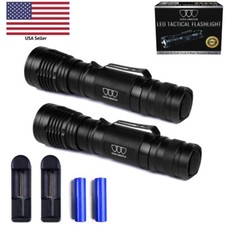 2Pack Tactical LED Flashlight Military Grade Torch Small Ultra Bright Light Lamp