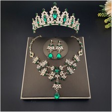 3-pack Quinceanera Crown Set Wedding Crown for Bride, Tiara Earrings Necklace