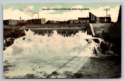 #ad Spillway Hydro Electric Dam Idaho Falls Idaho ID c1910 Postcard $2.47