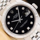 ROLEX OYSTER PERPETUAL DATE 1501 STEEL BLACK DIAMOND DIAL UNISEX JUBILEE WATCH