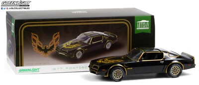 Greenlight 1977 Pontiac Firebird Trans Am Starlite Black Golden Eagle Hood 1/18
