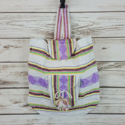 94.  LAST 1! Aztec woven bag Bohemian Multicolor Cream Tribal Backpack Woven Aztec Backpack – My Villa Home Decor main image 2