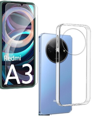 For XIAOMI REDMI A3 TEMPERED GLASS SCREEN PROTECTOR + CLEAR SILICONE CASE COVER