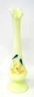 Fenton Artist Signed Stevens Custard Satin Glass 8" Swung Bud Vase Hand Painted
