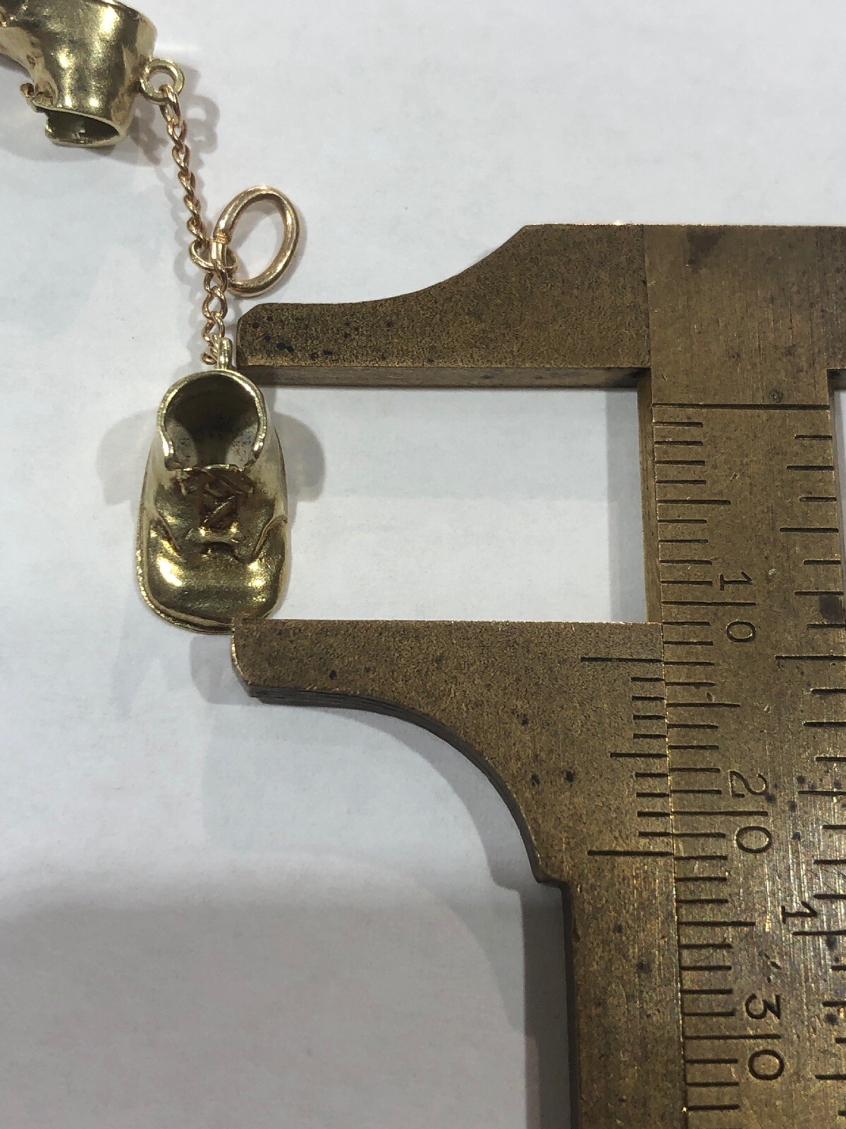 14K Yellow Gold Baby Boy Shoe Pair Boot Necklace Pend… Gem