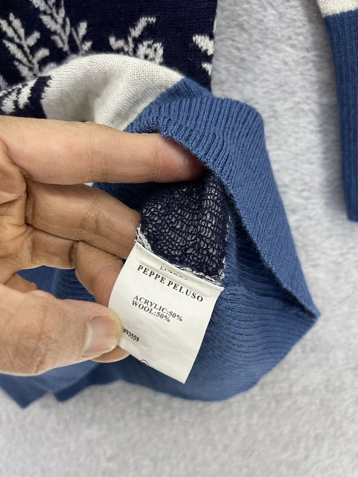 Cárdigan para mujer Peppe Peluso con botones delanteros azul mezcla de lana floral talla pequeña Foto 4 de 4