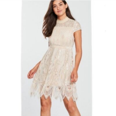 FOXEIDOX Cream Lace Dress Size 6 | eBay