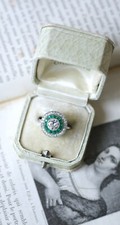 Round Cut Halo Calibrated Emerald Target Engagement Ring Proposal Ring For Women