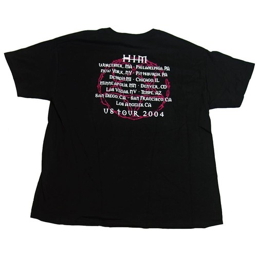 Vintage H.I.M. Men's Purple Barbed Logo 2004 Tour Black T-Shirt Size XL - Picture 2 of 2