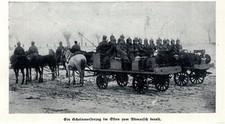 Deutscher Scheinwerferzug aufgesessen und marschbereit 1. WK 1914