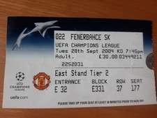 Ticket - Manchester United v Fenerbahce 2004 - ROONEY Debut Hat-trick Champs Lge