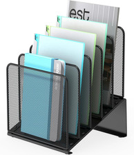 Inclined 5-Section Desk File Organizer, Vertical File Folder Holder File Sorter