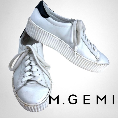 M. GEMI The Palestra Due Women’s White Sneaker Size 37.5/ 7.5 Made in Italy - Afbeelding 1 van 8
