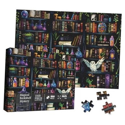 Magic Book Library Puzzles for Adults 1000 Pieces, Magical Bookshelf Mystery