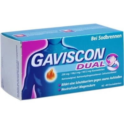 RECKITT BENCKISER DEUTSCHLAND GMBH GAVISCON Dual 250mg/106,5mg/187,5mg Kautabletten 48 St. PZN 11528394