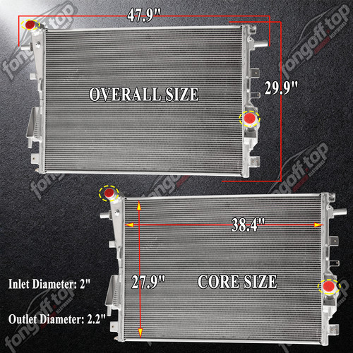 3 Rows Radiator For 2017-2024 Ford F250 F350 F450 F550 Super Duty 6.7L ...