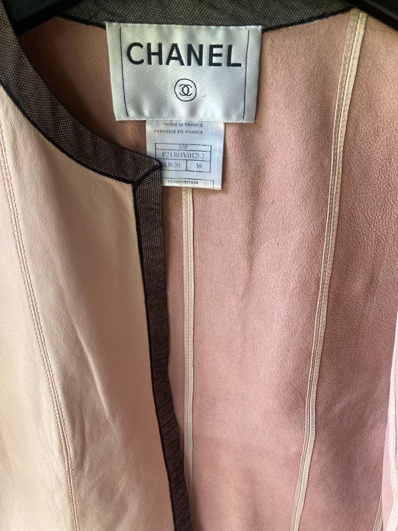 Giacca Chanel in morbida pelle di agnello 38 rosa