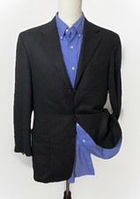 Vtg Brooks Brothers 42L Flannel Charcoal Patch Pocket Blazer Sport Coat Jacket