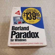 Borland Paradox 1.0, Windows, sealed 3.5" disks, 1990s, relational database