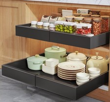 2 Pack Pull Out Cabinet Organizers 21"Deep with Raising Pad for Framed Cabine...