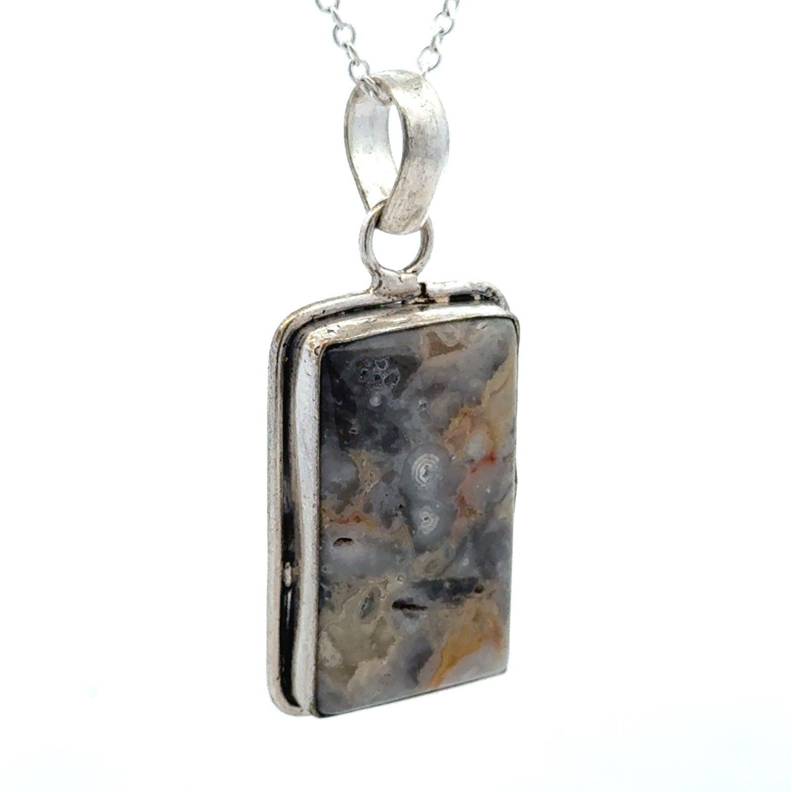 Beautiful 925 Sterling Silver Rectangle Orange Gr… - image 4