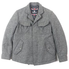 Mens Aquascutum Aquascutum tweed jacket with logo buttons hidden placket zip up