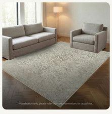 Machine Washable Rug 240cm x 330cm | Non-Slip | Ashen Cream | Recycled Cotton