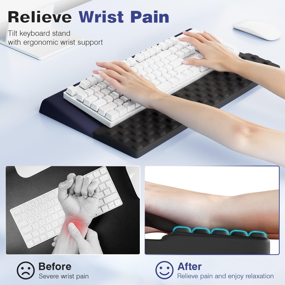 Ergonomic Keyboard Wrist Rest Stand Riser Holder Pad for Typing Black ...