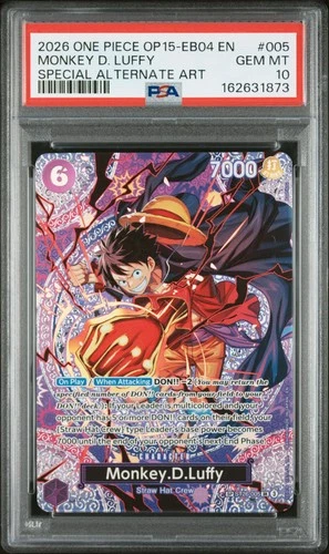 2026 ONE PIECE OP15-EB04-ADVENTURE ON KAMI'S ISLAND #005 MONKEY D. LUFFY PSA 10