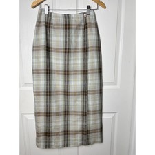 Vintage Laura Ashley Plaid Linen Long Skirt Size 4