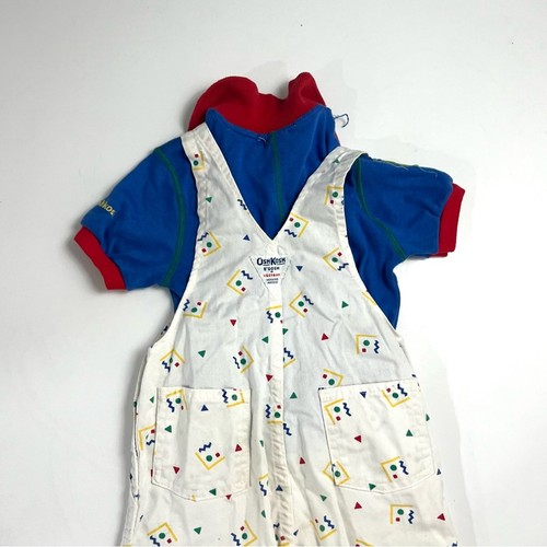 VTG Osh Kosh Vestbak pattern Geometric White w/ Shirt 24M Primary Color ...