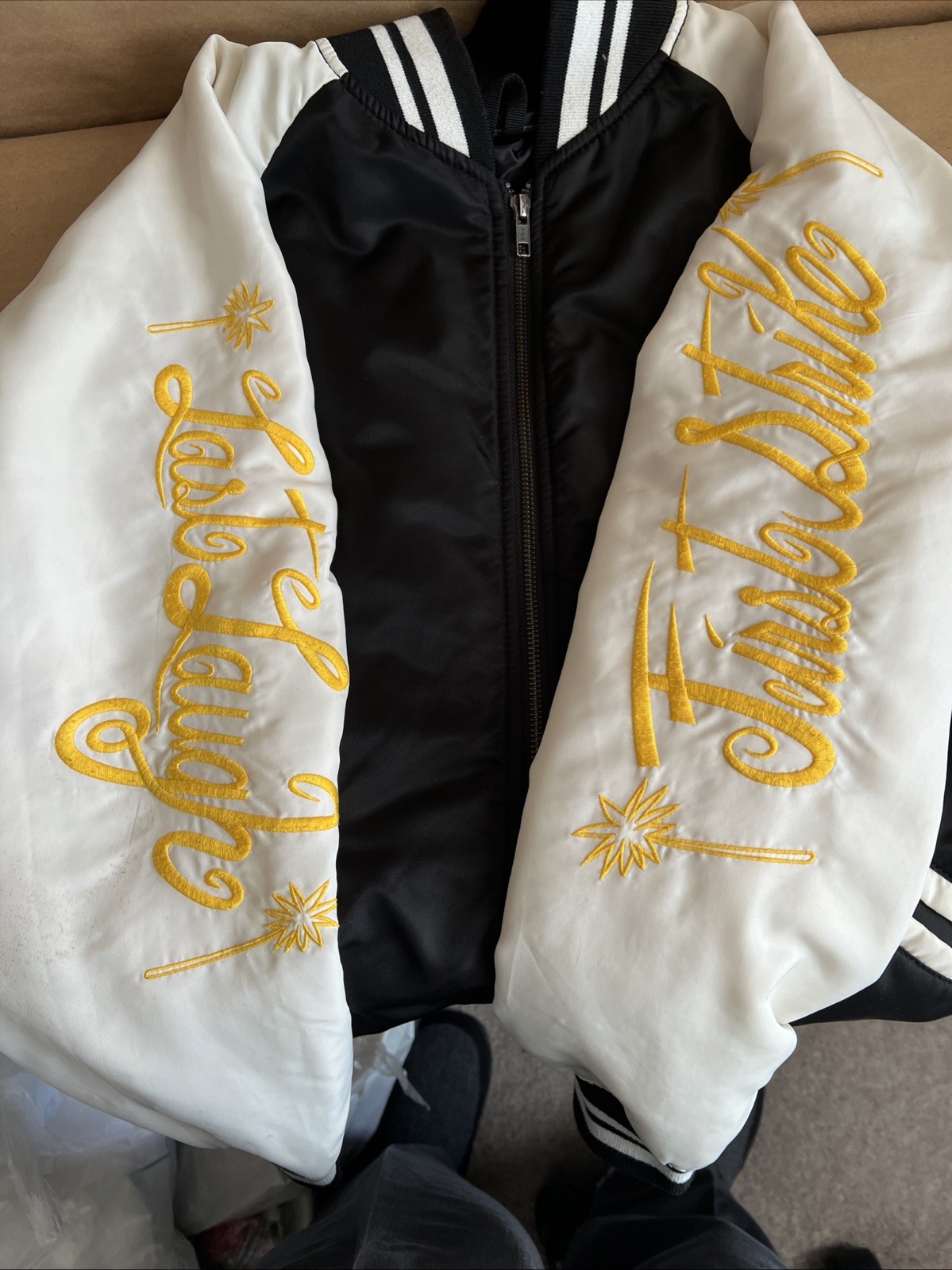 The Hundreds TH Varsity Bomber Jacket Black White Sleeves Men's Size Medium image 9