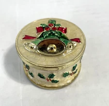 Bombay Company Trinket Box  Christmas Enameled Jeweled Tealight Candle & Holder