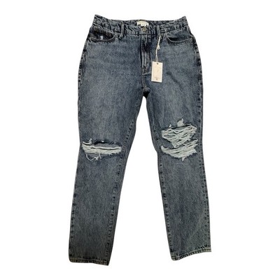 Good American Good Classic High Rise Distressed Jeans Size 8/29 Acid Wash