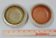 Vintage 1960s MCM Fitz & Floyd Crackle Ashtray Trinket Dish 4.75" Gold Rim Japan