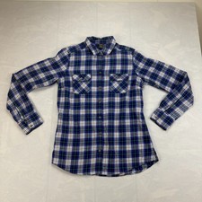Eddie Bauer Flannel Shirt Womens TM Blue Plai...