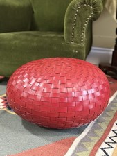 Original Mid-Century Vintage c1950s-1960s Red Orb Pouffe Footstool 