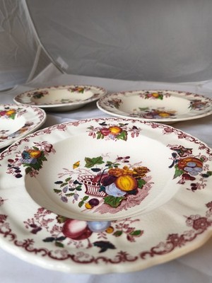 4x Masons Fruit Basket tiefe Teller Suppenteller groß England Vintage
