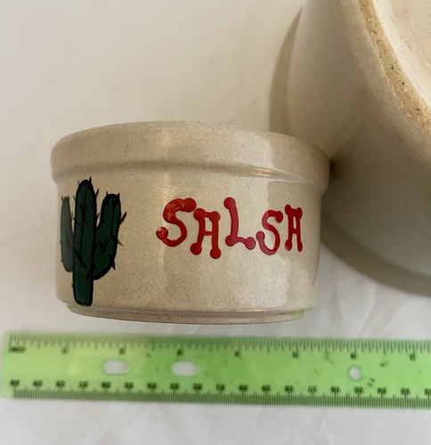 Vintage RRP Co. Roseville Pottery Stoneware Chips & Salsa Bowl Set Cactus - Picture 11 of 12