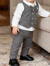 Striped Vest and Pants Suit Set