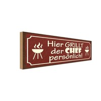 Holzschild 10X27 Cm Hier Grillt Der Chef PersöNlich Beruf Arbeit Deko Geschenk H