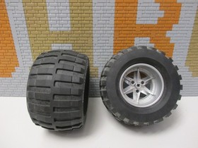 (C 3) 2 x Lego Technic Wheel Tyre 32298pb01 + Rim 22969 Power Puller 8457