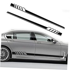 Auto Racing Body Door Side Stripe Graphic Vinyl Sticker Decals Black