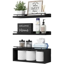 Floating Shelves for Wall with Cube Shelf, Wall Shelves with Metal Rail for B...