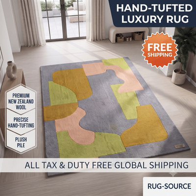 Nordic Knots Style Grand Wool Rug Hand Tufted Modern Abstract Pastel Carpet