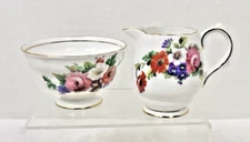 Hampton by GROSVENOR Floral Cream & Open Sugar w Gold 3" & 2 3/8" Tall