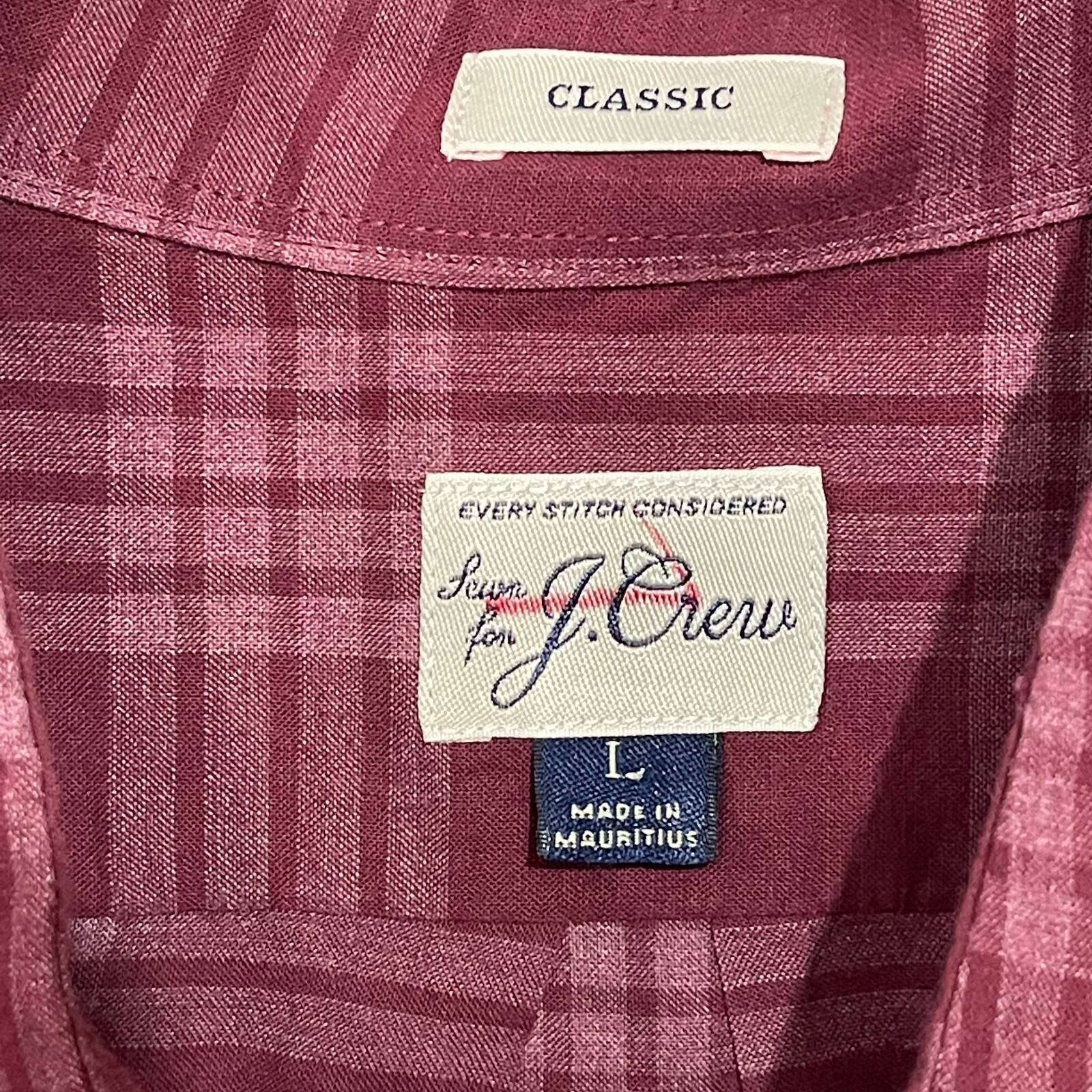 J Crew Striped Shirt Mens Large Red Cotton Button Up Long Sleeve