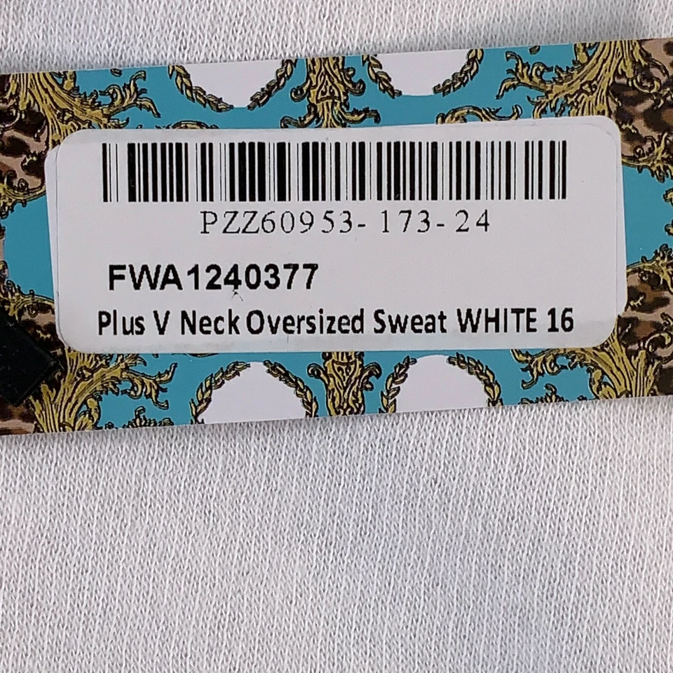 Sudadera corta Boohoo para mujer talla 12 de gran tamaño blanca manga larga cuello en V nueva con etiquetas Foto 3 de 4